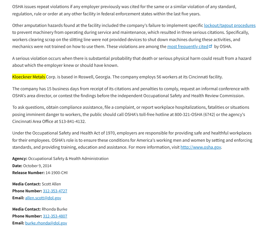 Kloeckner Metals Corporation